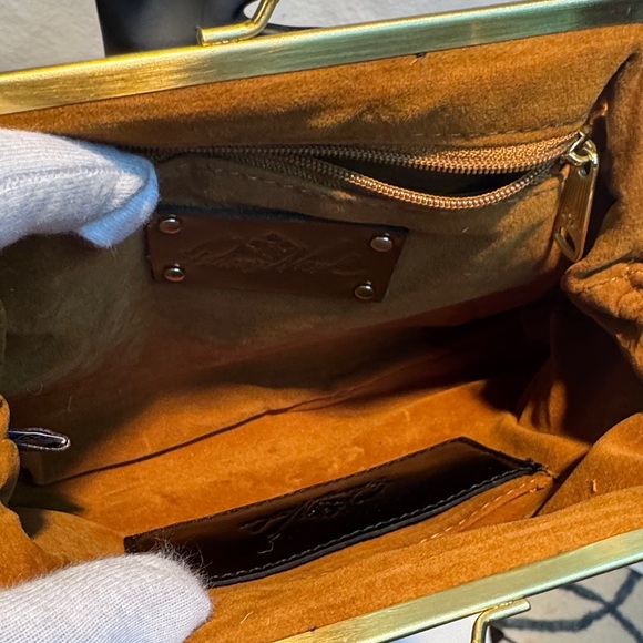 Patricia Nash Black and Red Leather Patchwork Wristlet - Picture 5 of 11